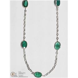 #22-10K WHITE GOLD 11 EMERALD NECKLACE