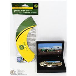 CASED COLLECTOR KNIFE & JOHN DEERE WRAPS