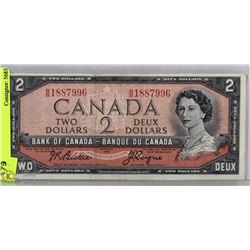 1954 CANADA TWO DOLLAR BILL     W/B