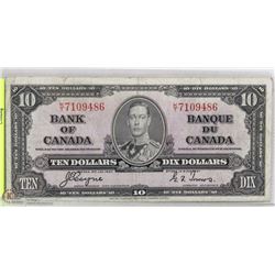 1937 CANADA TEN DOLLAR BILL       K/T