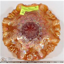 FENTON HOLLY MARIGOLD CARNIVAL GLASS 9" BOWL