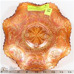 CARNIVAL GLASS FENTON DRAGON & LOTUS MARIGOLD ON