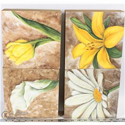 LOT OF 4 SIGNED HAND PAINTED CANVAS PICTURES BY