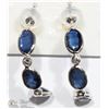 Image 1 : #28-14K WHITE GOLD SAPPHIRE & DIAMOND EARRINGS