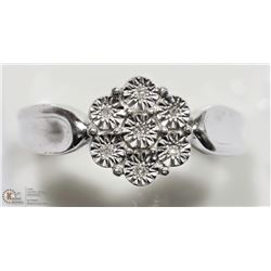 #30-STERLING SILVER DIAMOND FLORAL RING SIZE 7