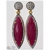Image 1 : #31-STERLING SILVER G. PLATED RUBY DROP EARRINGS