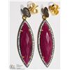Image 2 : #31-STERLING SILVER G. PLATED RUBY DROP EARRINGS