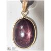Image 1 : #34-14K YELLOW GOLD CAT'S EYE RUBY BEZEL NECKLACE