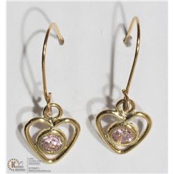 #35-10K Y. GOLD CUBIC ZIRCONIA HEART EARRINGS
