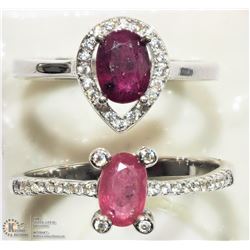 #36-TWO STERLING SILVER RUBY RINGS SIZES 7.5 & 9.5