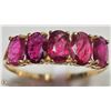 Image 2 : #42-14K YELLOW GOLD 5 RUBY RING SIZE 7.5