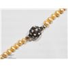 Image 2 : #45-GOLDEN PEARL NECKLACE W/ CUBIC ZIRCONIA CLASP