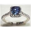 Image 2 : #46-14K W.GOLD TANZANITE&DIAMOND SQUARE HALO RING