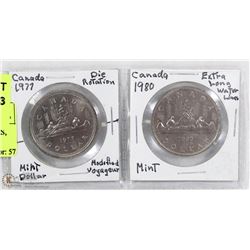 TWO CANADA VARIETY DOLLARS, DIE ROTATION AND EXTRA