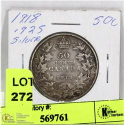 1918 CANADIAN 50 CENT COIN