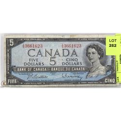 1954 CANADIAN $5 DOLLAR BILL