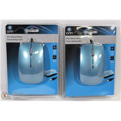 CASE OF 2PCS NEW ONN SLIM OPTICAL MOUSES