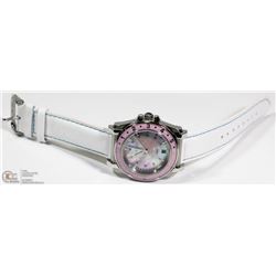 NEW BREIL PINK DATE LEATHER STRAP WOMENS WATCH