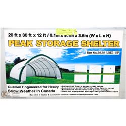 20' X30' X12' PEAK CEILING STORAGE SHELTER COMES