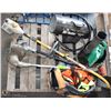 Image 1 : PALLET W/ WEED WACKERS, WORKER VESTS, DUFFLEBAG