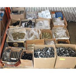 PALLET OF NEW HARDWARE AND MUFFLER CLAMPS
