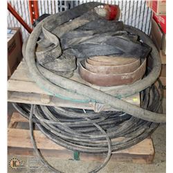 PALLET OF ELECTRICAL CABLE AND FIRE HOSES