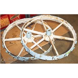 2 VINTAGE STEEL TRACTOR WHEELS