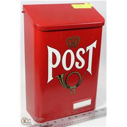 RED METAL MAIL BOX COLLECTIBLE MADE IN SWEDEN
