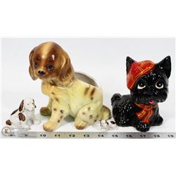 4 VINTAGE PORCELAIN/CERAMIC DOGS