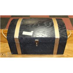 BLACK W/FAUX GOLD TRIM STORAGE/TRINKET CHEST