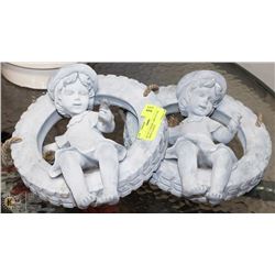 SET OF 2 CERAMIC GIRLS ON TIRE SWING GARDEN