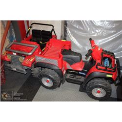 LOT OF 2 KIDS BATTERY OPERATED CARS W/ BATTERIES &