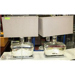 PAIR OF DESIGNER LARGE TABLE LAMPS WITH SHADES