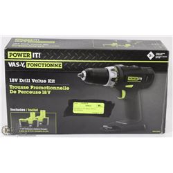 POWER IT 18V DRILL WITH 2 BATTERIES