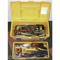YELLOW TOOL BOX FULL OF TOOLS