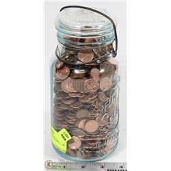 VINTAGE JAR WITH ESTATE PENNY COLLECTION