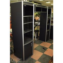 ADJUSTABLE BLACK&GREY WOOD ENTERTAINMENT CENTER W/