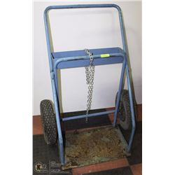 BLUE DOUBLE WELDERS BOTTLE CART WITH PNEUMATIC