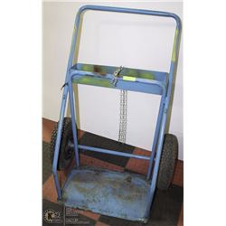 BLUE DOUBLE WELDERS BOTTLE CART WITH PNEUMATIC