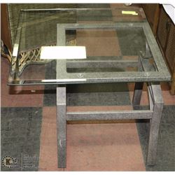 WROUGHT IRON AND GLASS END TABLE