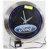 Image 1 : 13" NEON LIGHT FORD CLOCK