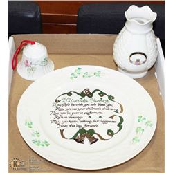 BLEEK IRISH WEDDING PLATE W/ DONEGAL BELL & MINI