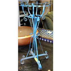 BLUE WROUGHT IRON PLANT STAND 2FTX1FT