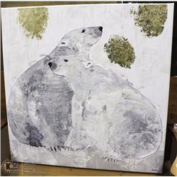 POLAR BEAR PAINTING ON CANVAS EVLIA 3'X3'