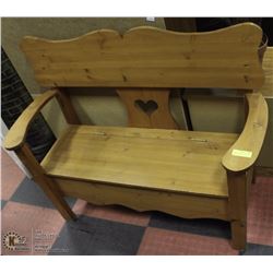 SOLID WOODEN BENCH WITH LIFT UP SEAT STORAGE