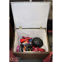 WICKER PATIO STORAGE CHEST WITH ASSORTED BICYCLE