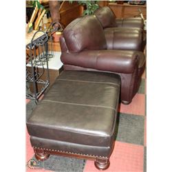 5) 2 NAILHEAD STYLE CHAIRS AND OTTOMAN