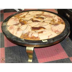 6) FAUX ROUND MARBLE COFFEE TABLE