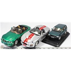 FLAT OF 3 DIE CAST CARS
