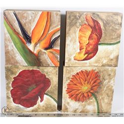 LOT OF 4 SIGNED HAND PAINTED CANVAS PICTURES BY